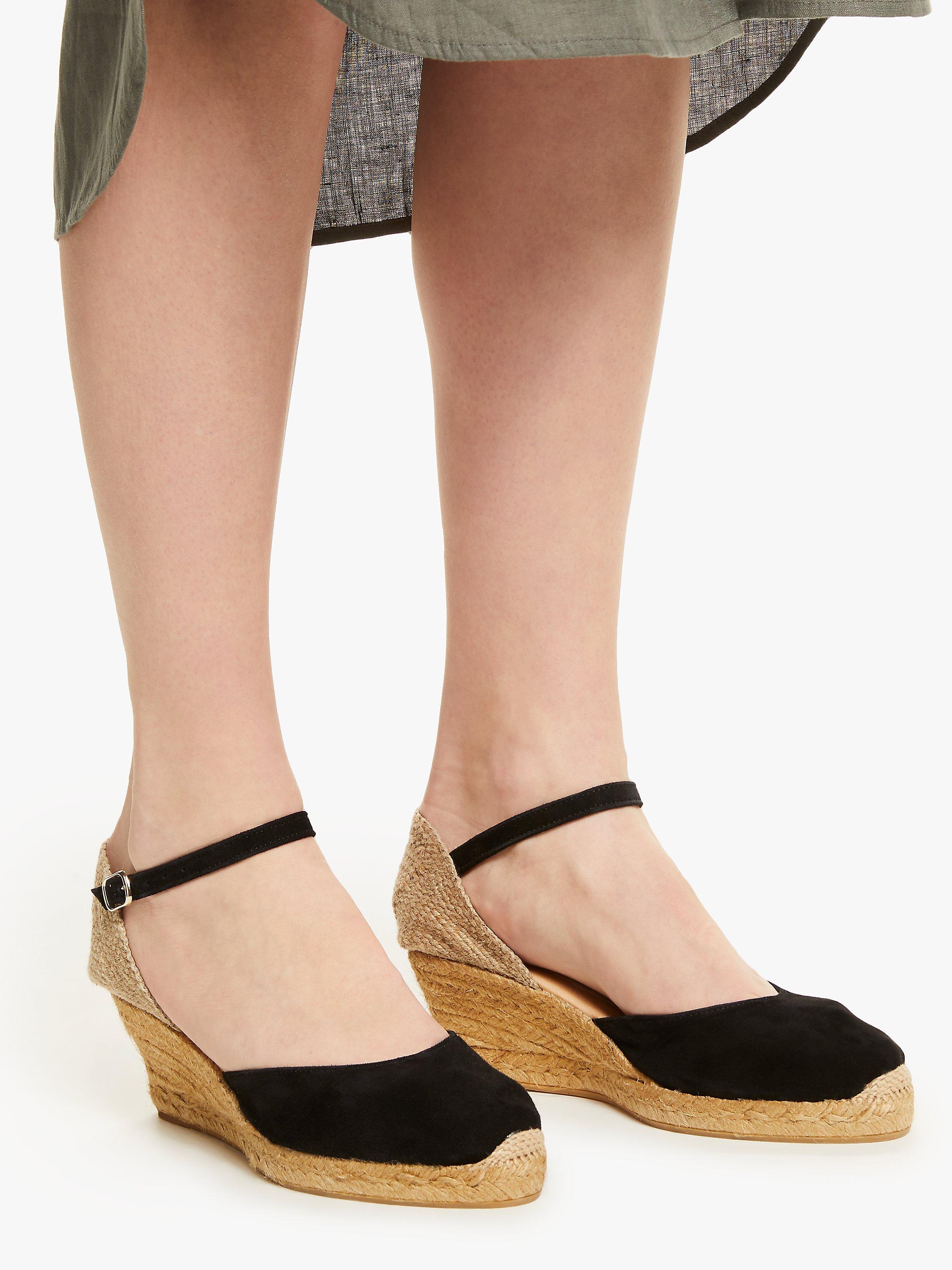 John Lewis Lloret Suede Espadrille Sandals, Black, 3