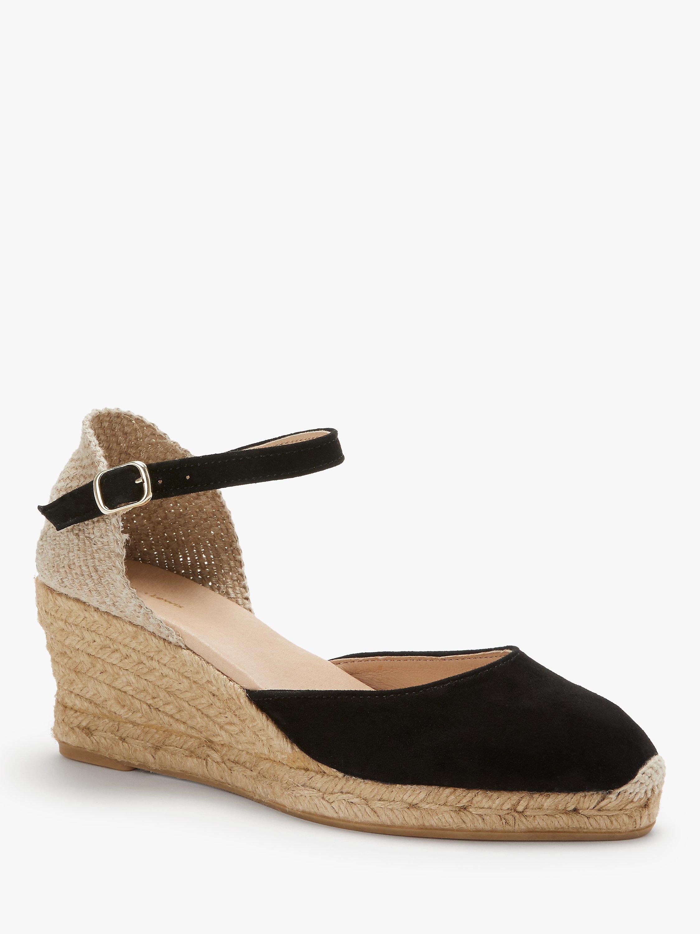 John Lewis Lloret Suede Espadrille Sandals, Black, 3