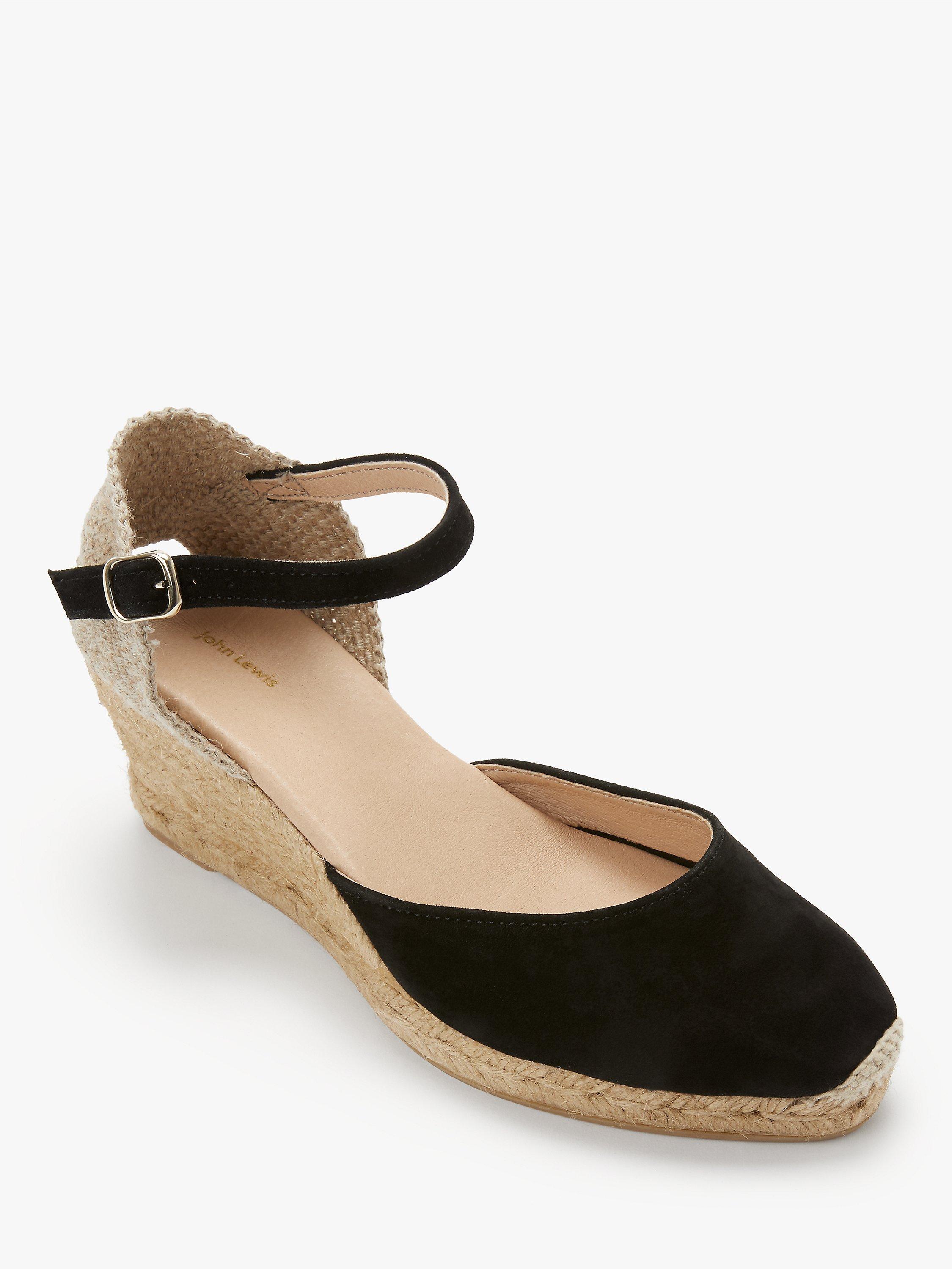 John Lewis Lloret Suede Espadrille Sandals, Black, 3