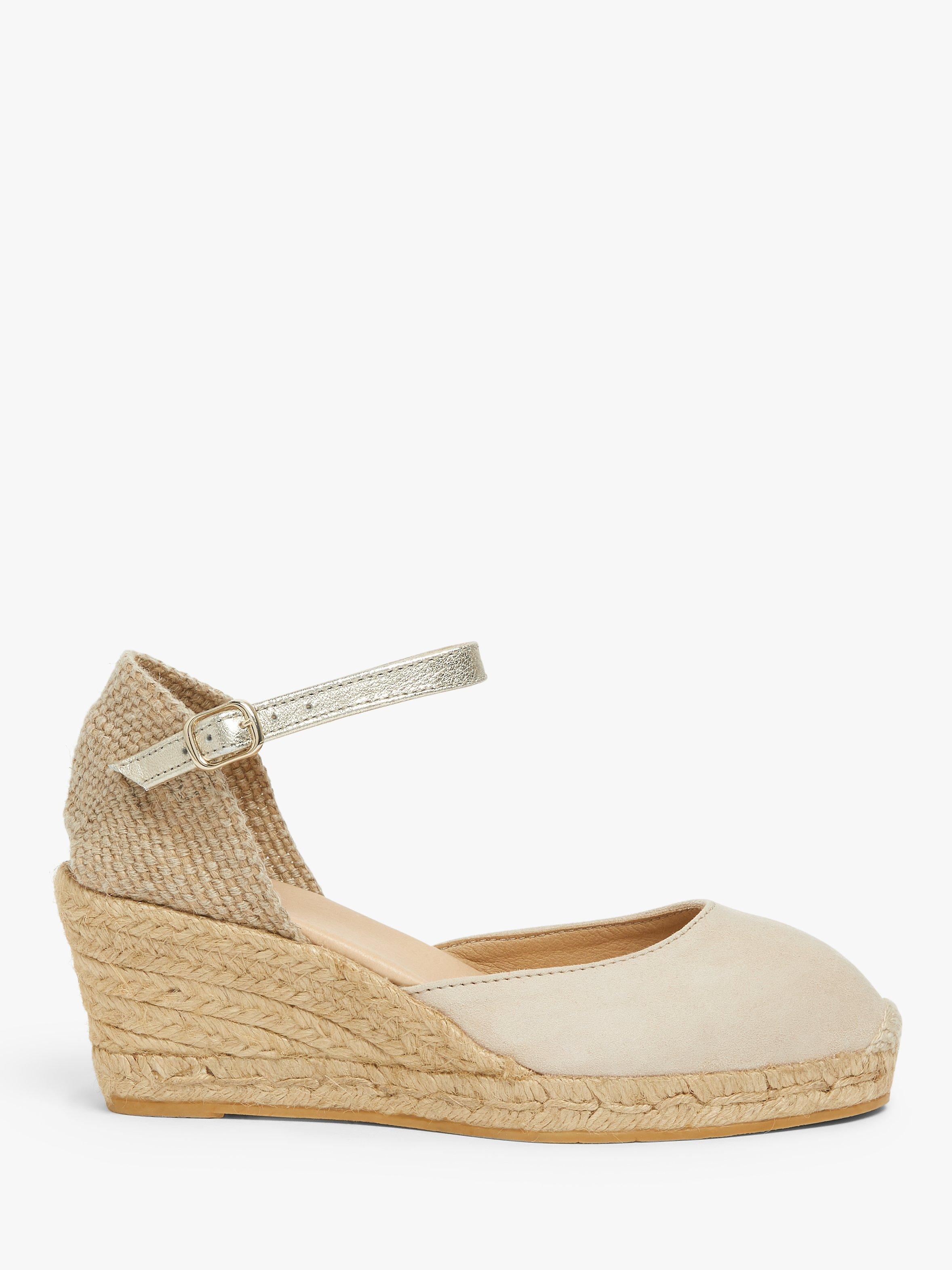 John Lewis Lloret Suede Espadrille Sandals, Neutral, 3