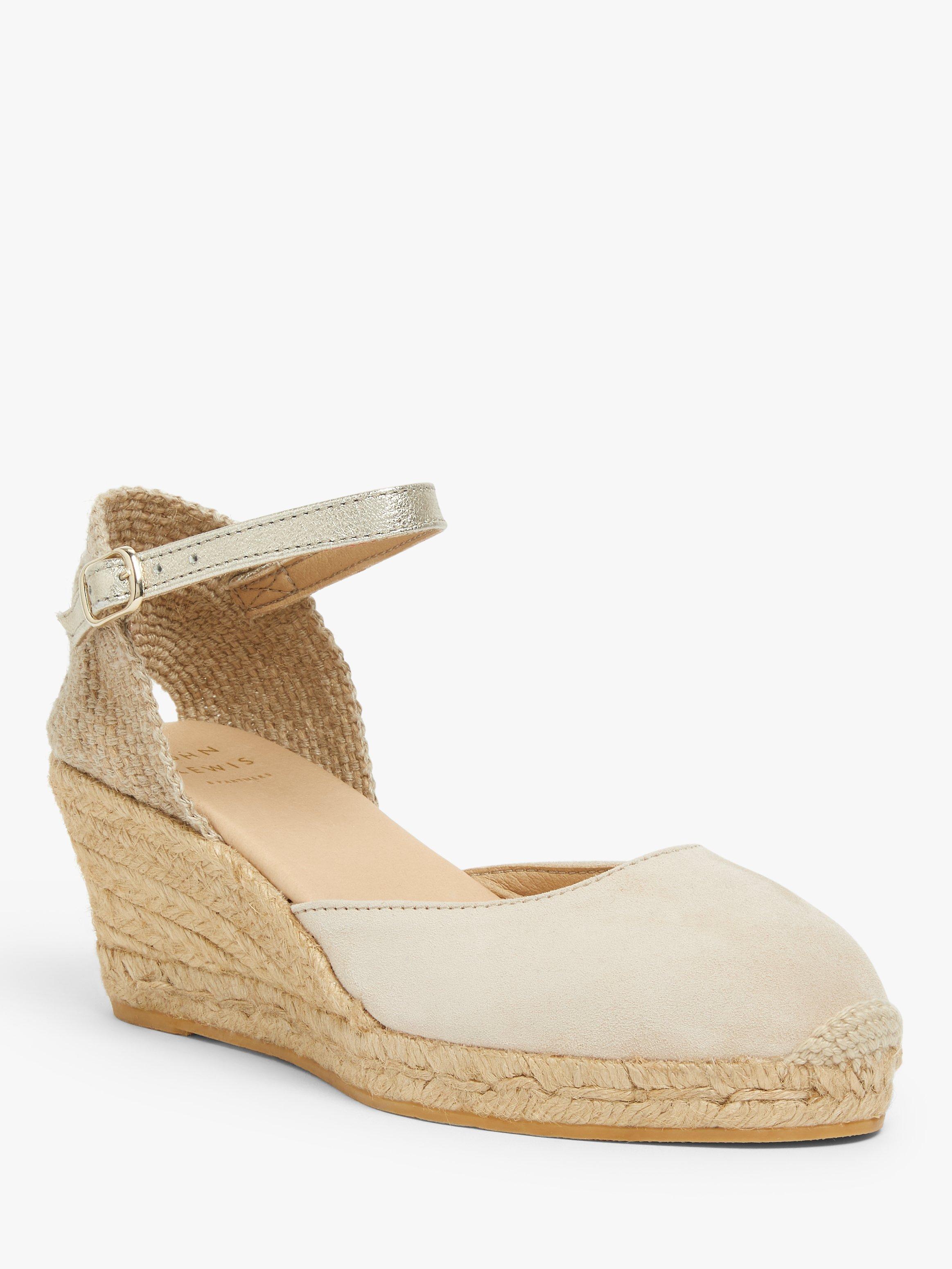 John Lewis Lloret Suede Espadrille Sandals, Neutral, 3