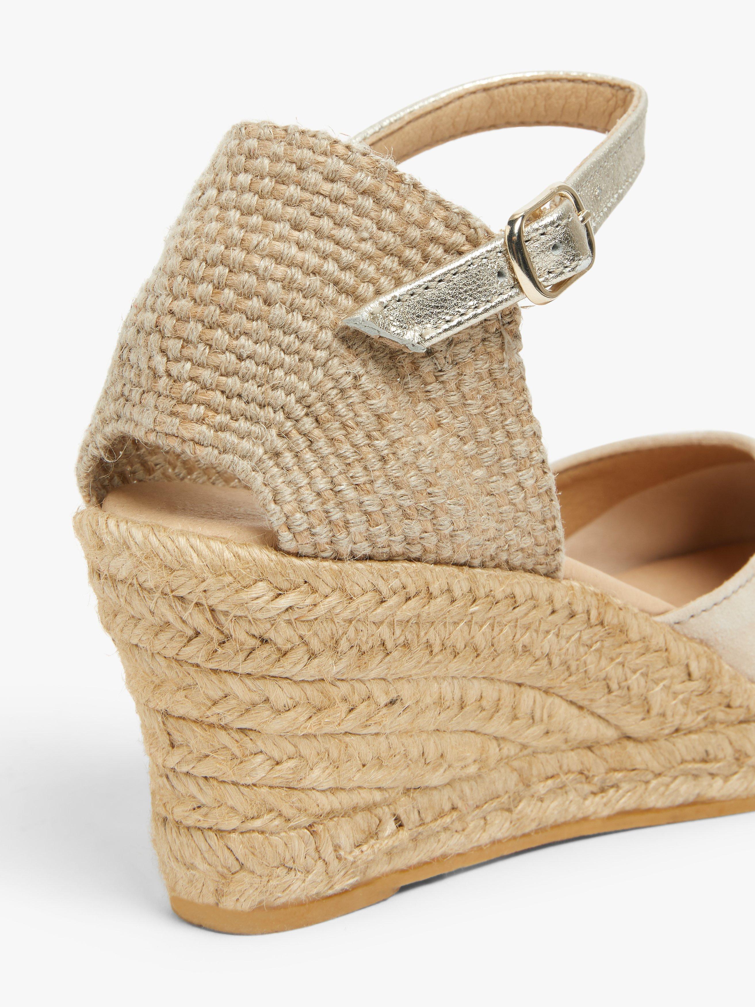 John Lewis Lloret Suede Espadrille Sandals, Neutral, 3