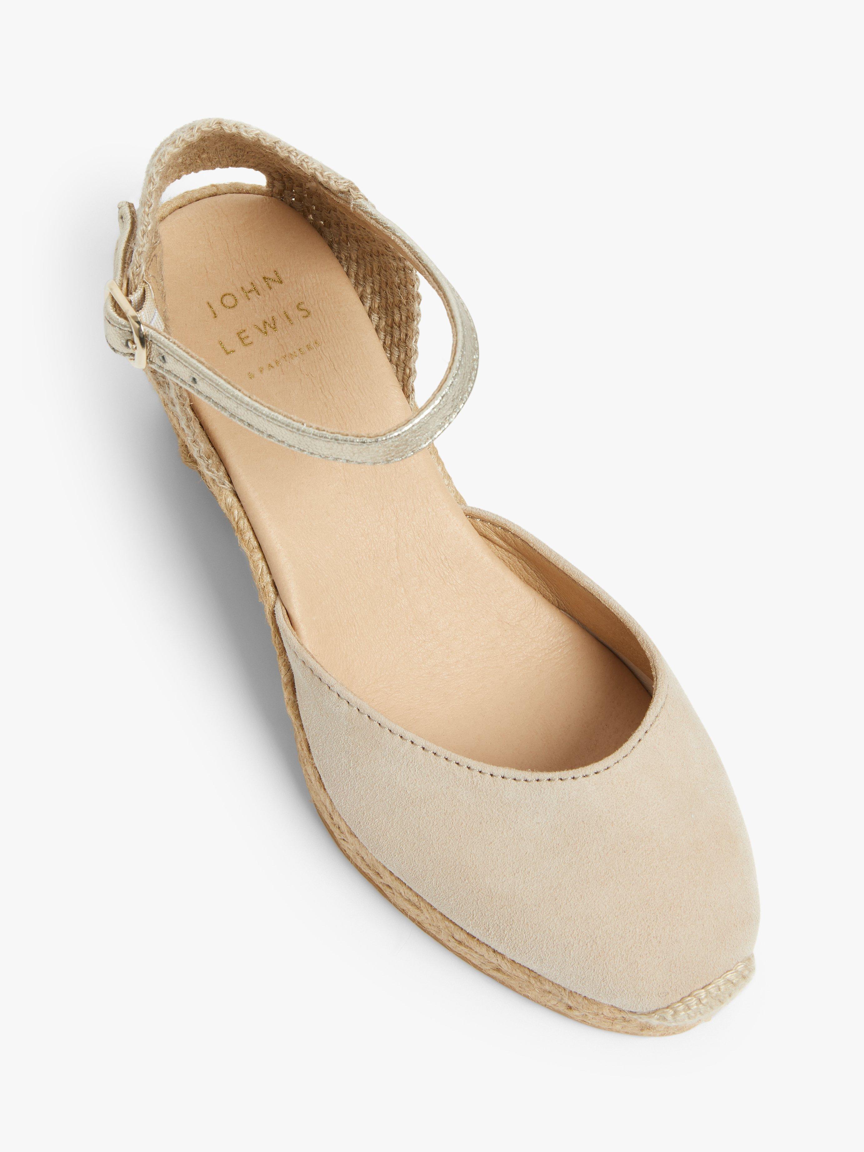 John Lewis Lloret Suede Espadrille Sandals, Neutral, 3