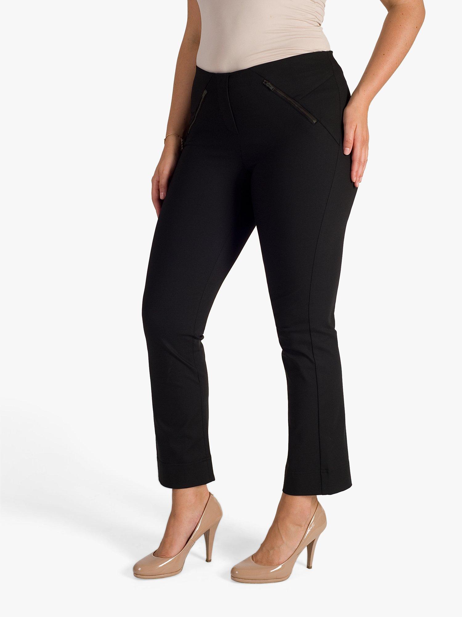 Chesca Zip Detail Stretch Trousers, Black