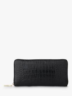 Whistles Leather Shiny Croc Long Purse, Black, Black
