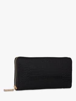 Whistles Leather Shiny Croc Long Purse, Black - view 2, Black