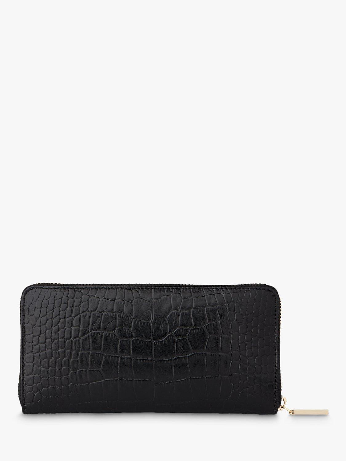 Product image 3 of 4, which shows Whistles Leather Shiny Croc Long Purse, Black