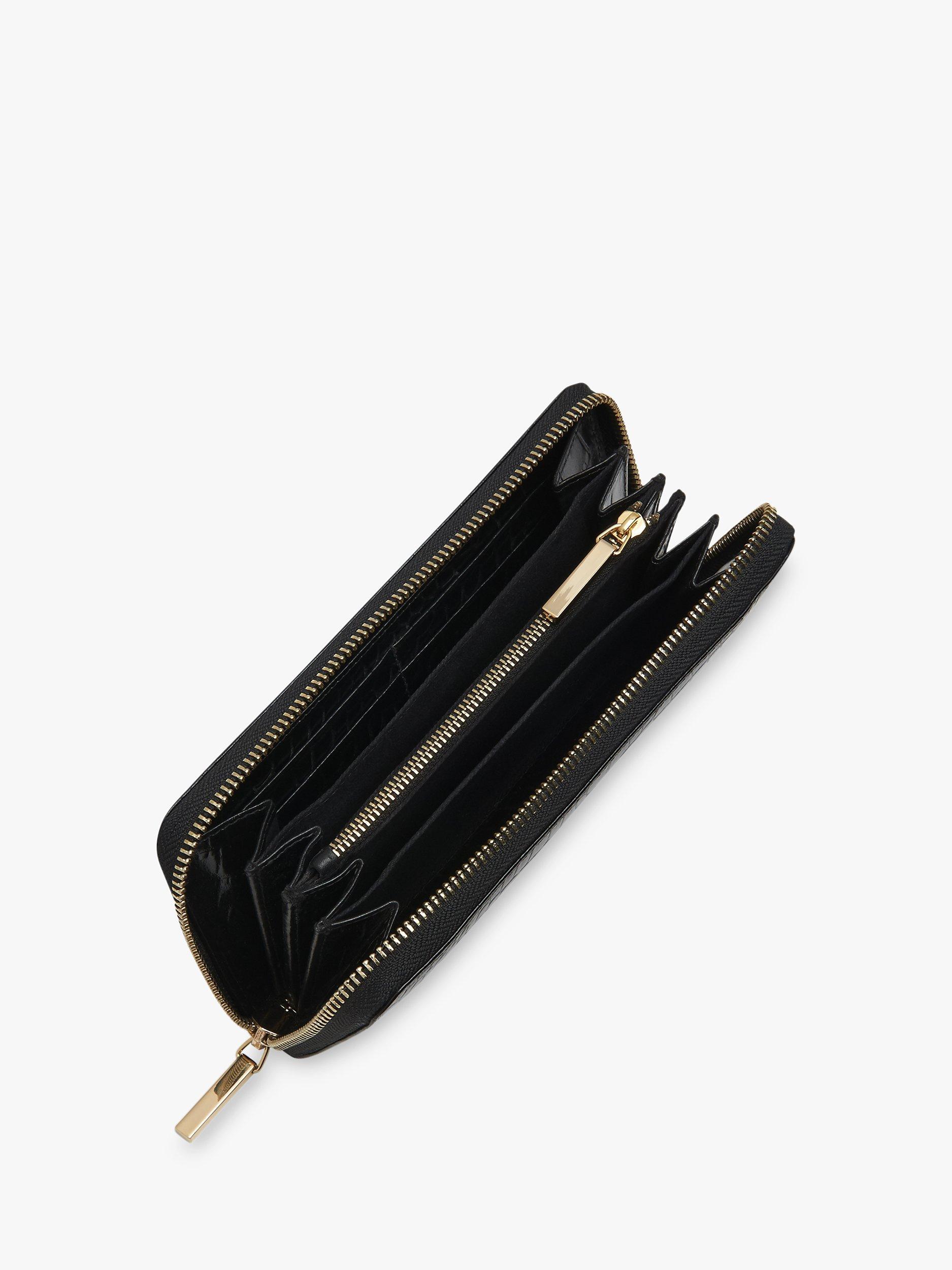 Product image 4 of 4, which shows Whistles Leather Shiny Croc Long Purse, Black