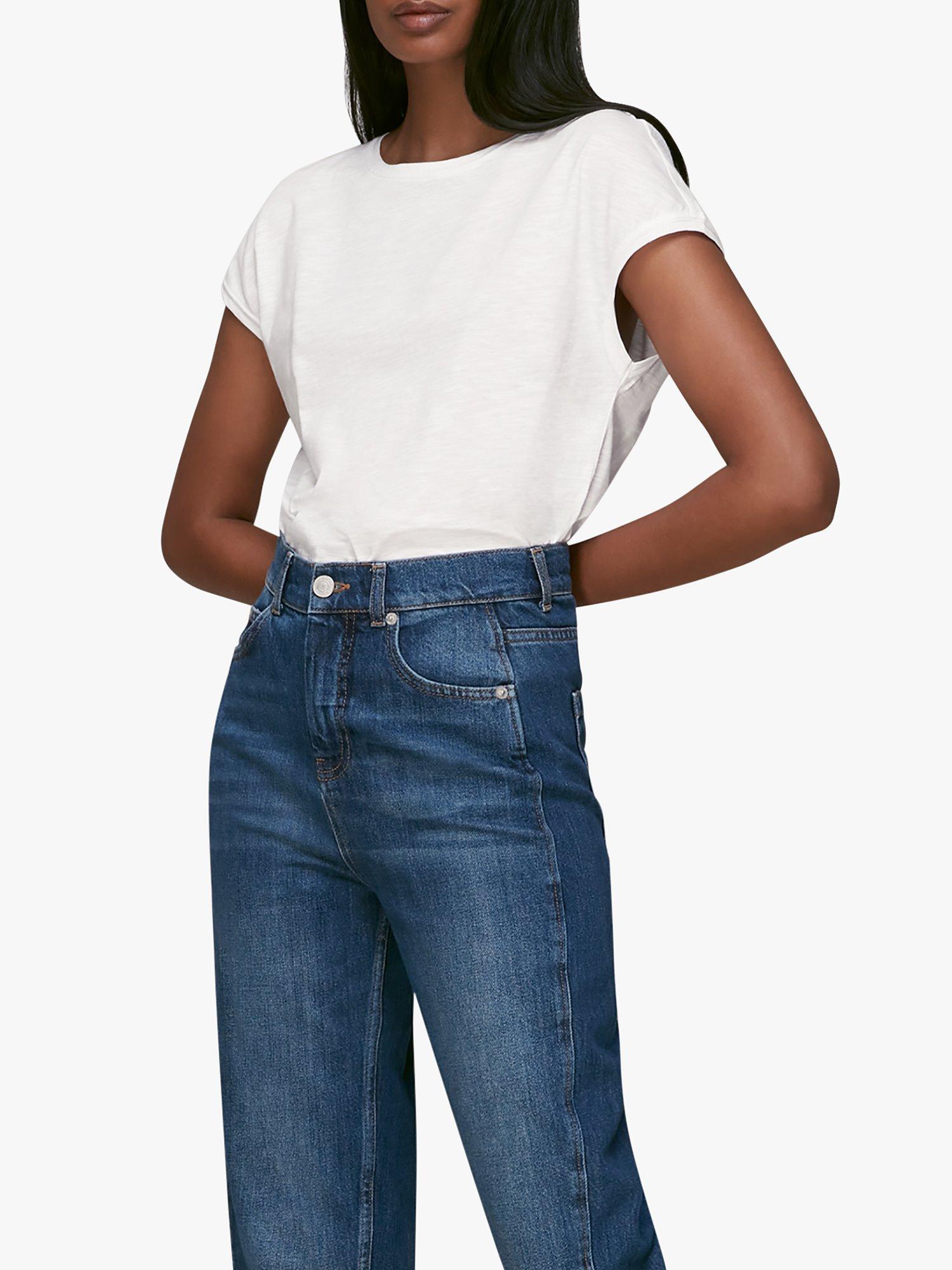 Whistles Minimal Cap Sleeve Cotton Top, White