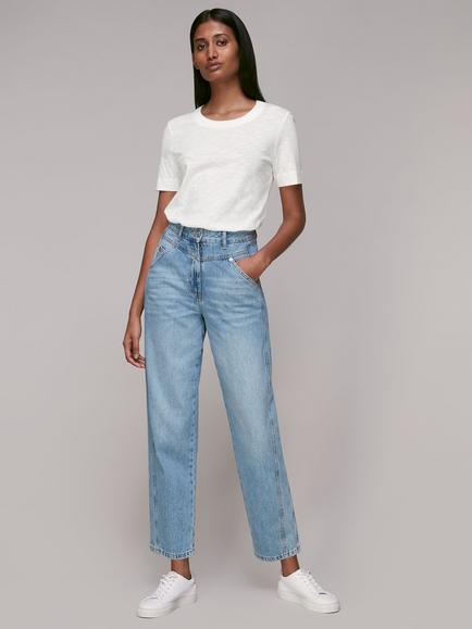 Whistles Rosa Double Trim T-Shirt, White