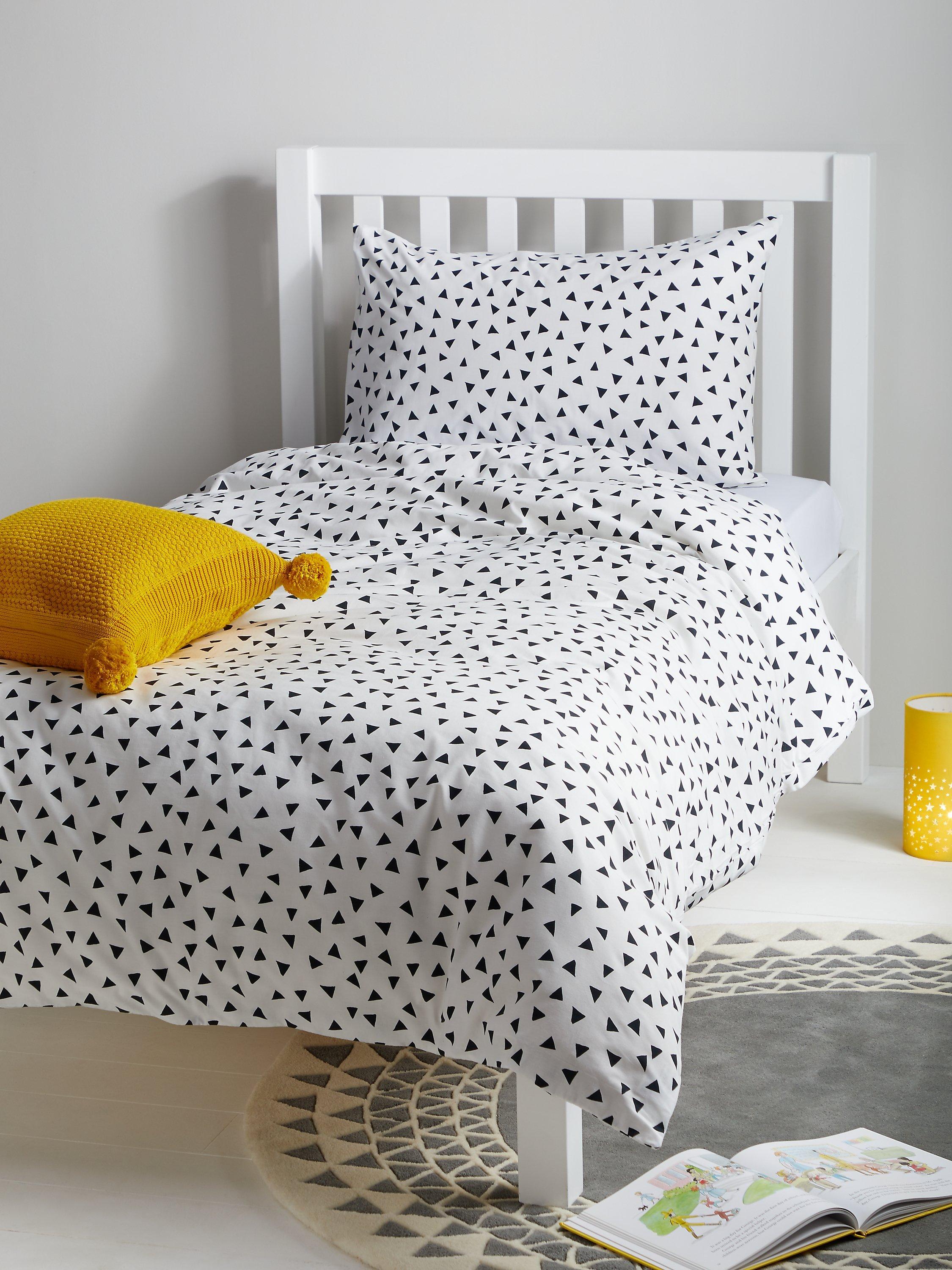 John Lewis Geometric Duvet Cover and Pillowcase Set White Black