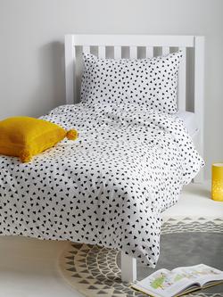 John Lewis Geometric Duvet Cover and Pillowcase Set, White/Black, White/Black