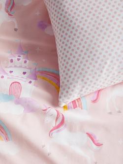 John Lewis Magical Unicorn Reversible Pure Cotton Duvet Cover and Pillowcase Set, Pink - view 2, Pink