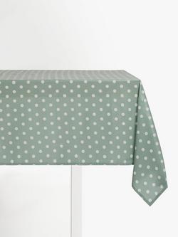 John Lewis Wipe Clean PVC Spot Print Tablecloth, Dusty Green, Dusty Green