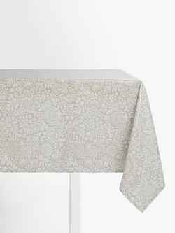 John Lewis Wipe Clean PVC Hidcote Floral Print Tablecloth, Grey, Grey