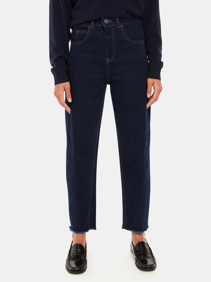 Whistles High Waist Barrel Leg Jeans, Dark Denim
