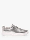 FitFlop Rally Lace Up Leather Trainers, Silver