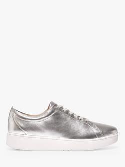FitFlop Rally Lace Up Leather Trainers, Silver