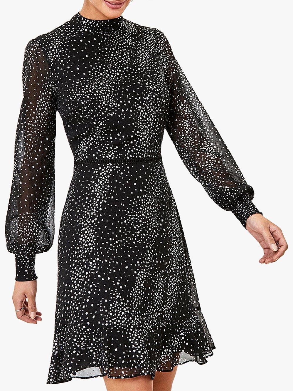 Oasis Glitter Star Mini Dress, Black