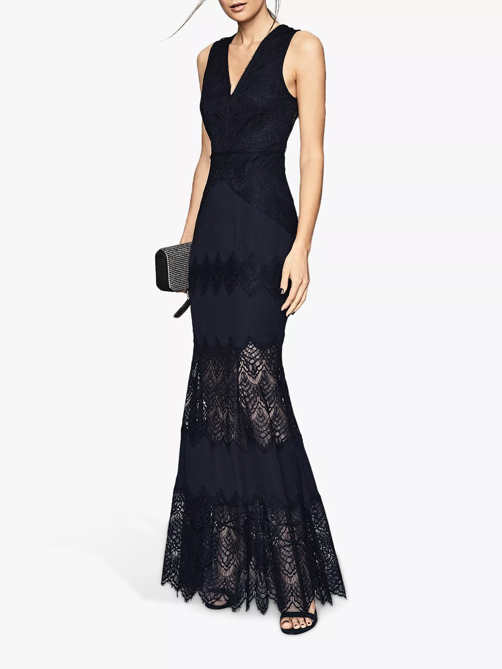 Reiss Adala Lace Maxi Dress, Navy