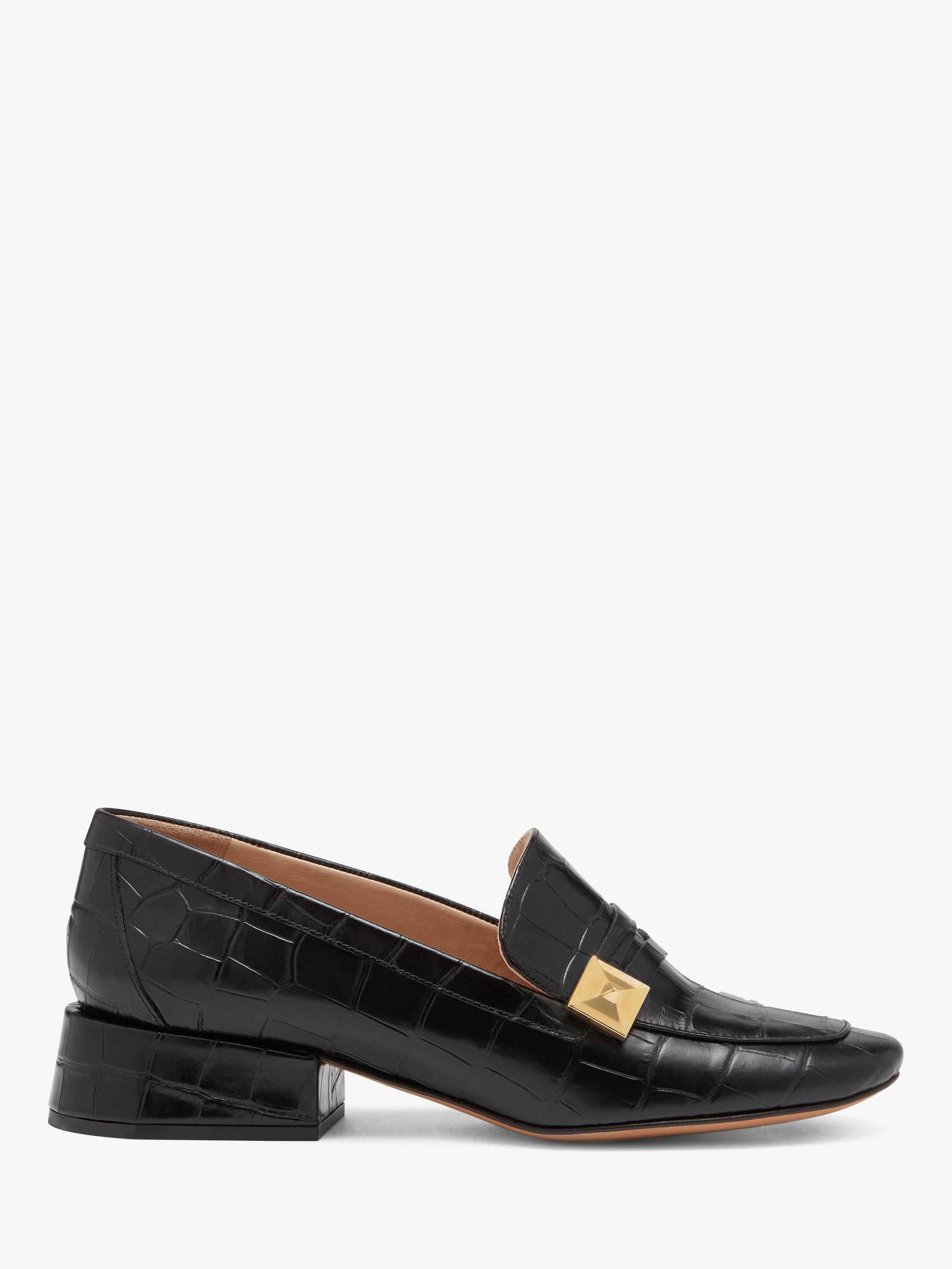 Mulberry Keeley Croc Print Leather Pyramid Loafers, Black