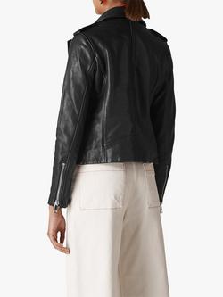 Whistles Agnes Leather Biker Jacket - view 2, Black