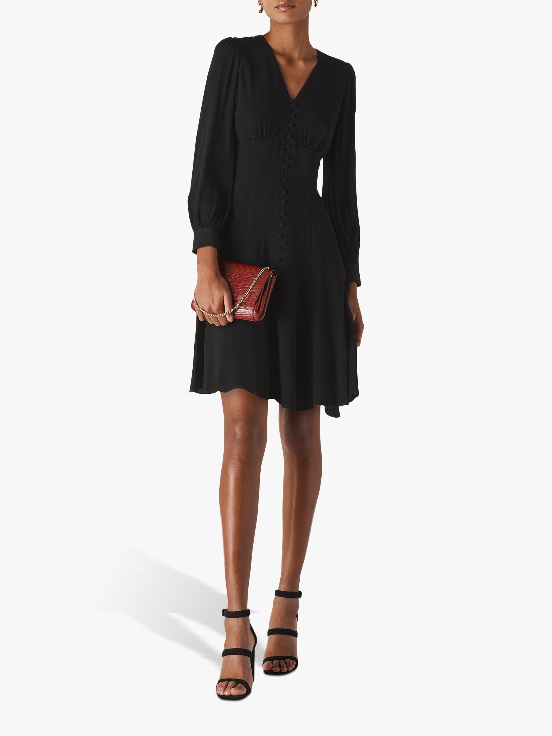 Whistles Button Through Mini Dress, Black