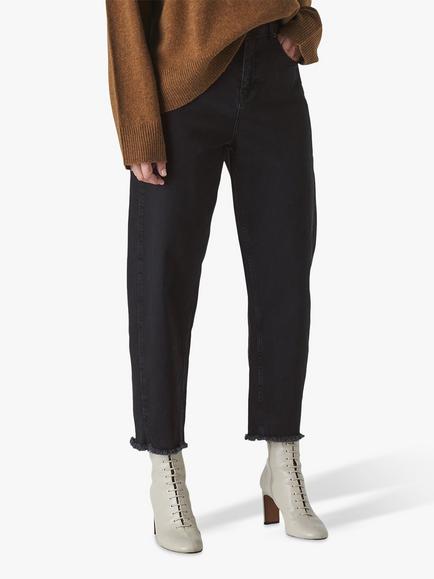 Whistles High Waist Barrel Leg Jeans, Black, Black