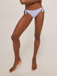John Lewis St Tropez Seersucker Stripe Bunny Tie Side Bikini Briefs, Blue, Blue