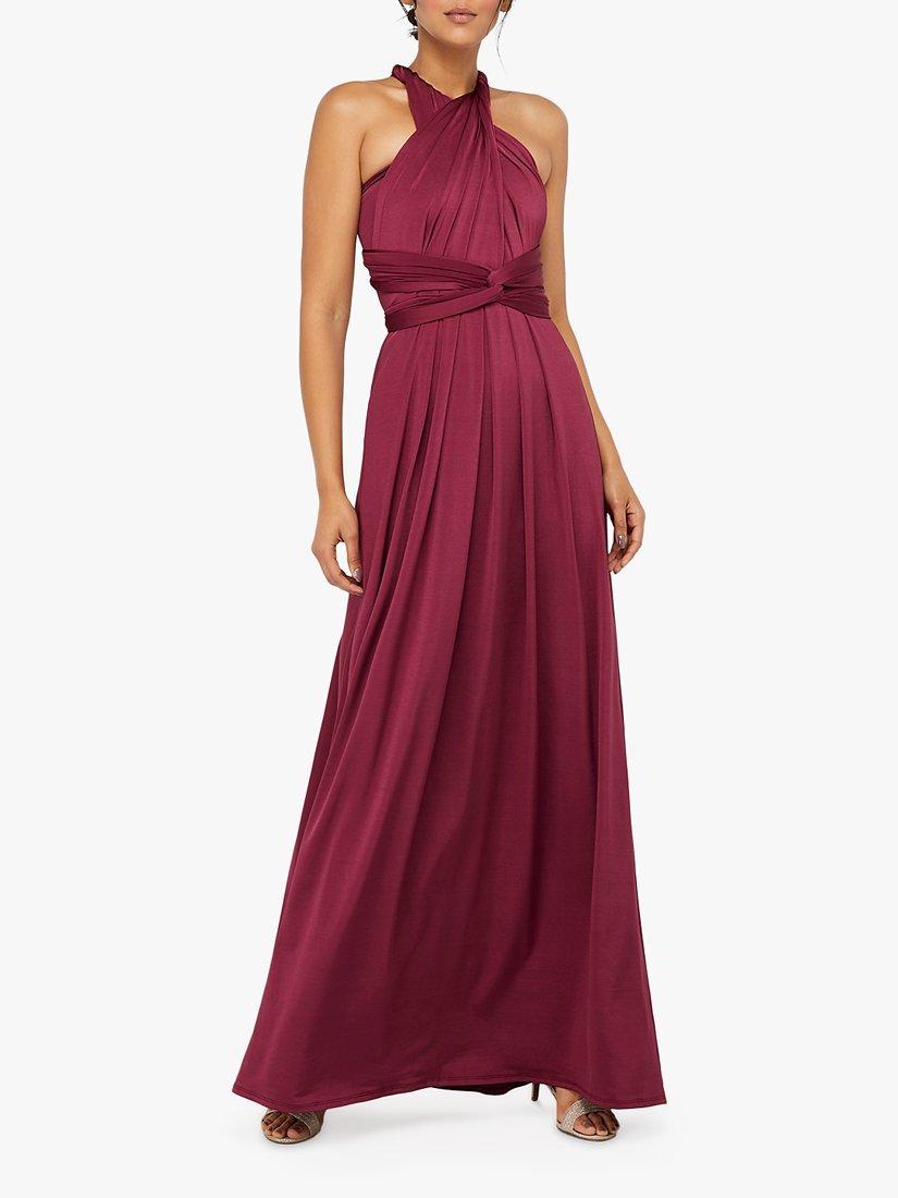 Monsoon Tallulah Multi Tie Bridesmaid Dress, Burgundy