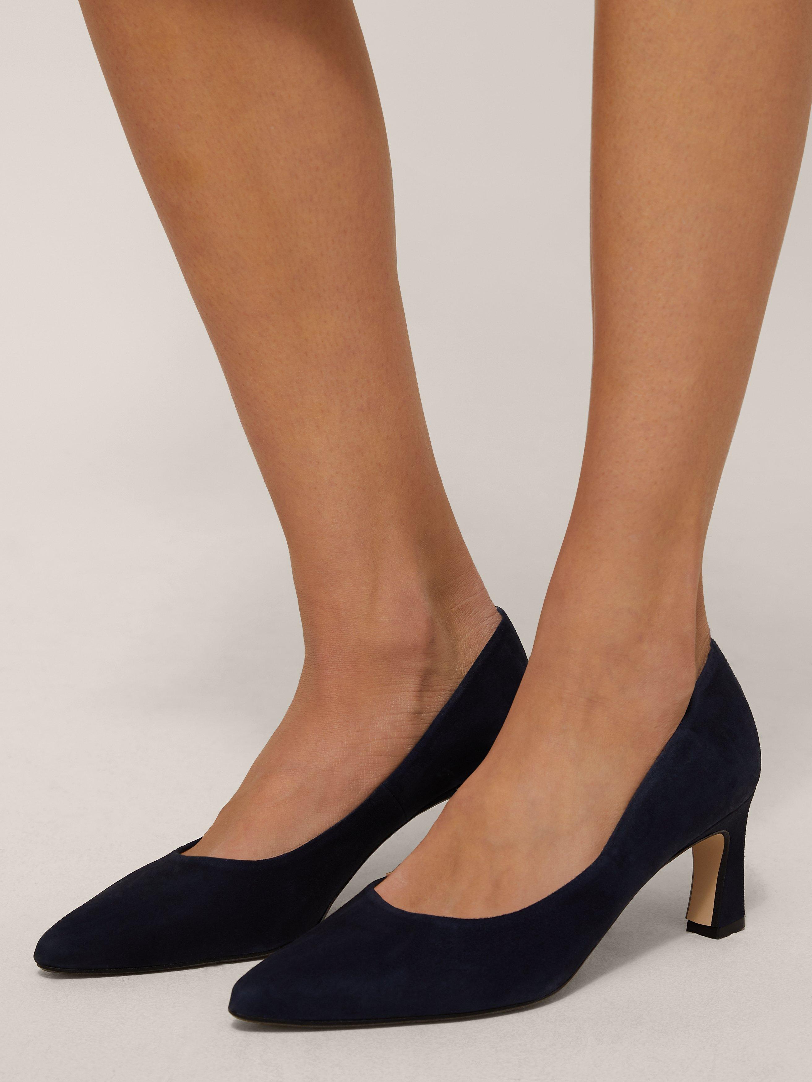 John Lewis Aeva Suede Flared Stiletto Heel Court Shoes Navy