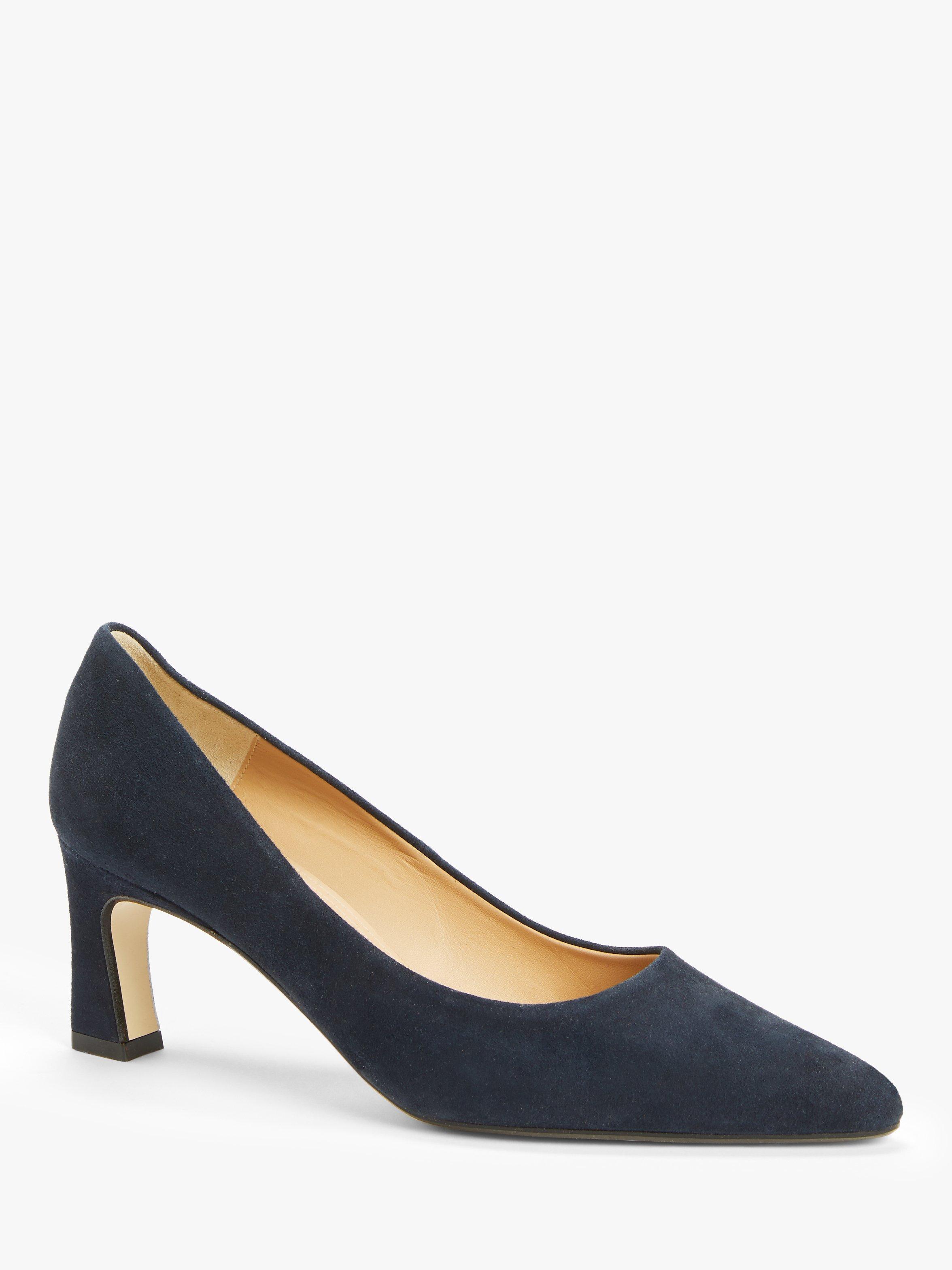 Product image 3 of 5, which shows John Lewis Aeva Suede Flared Stiletto Heel Court Shoes, Navy, Navy, 3