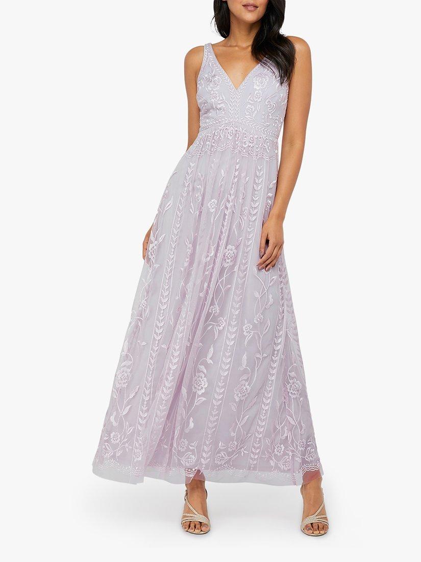 Monsoon Lavinia Embroidered Maxi Dress, Purple