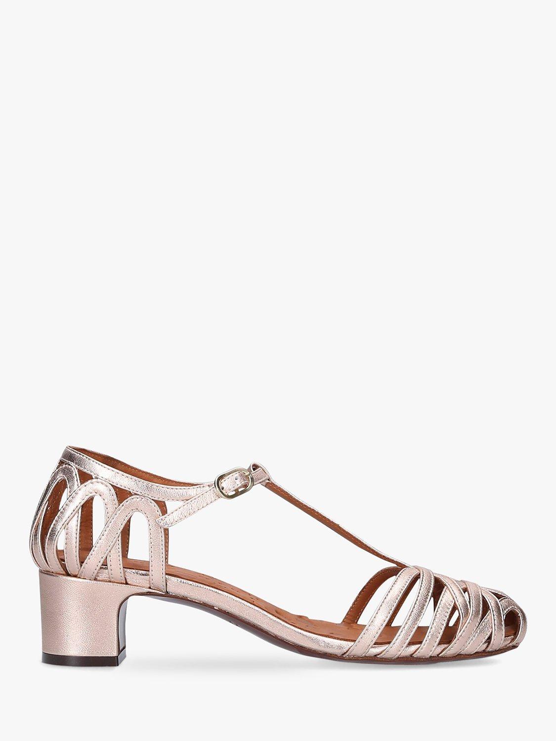 Chie Mihara Nenu T-Bar Low Block Heel Sandals, Natural