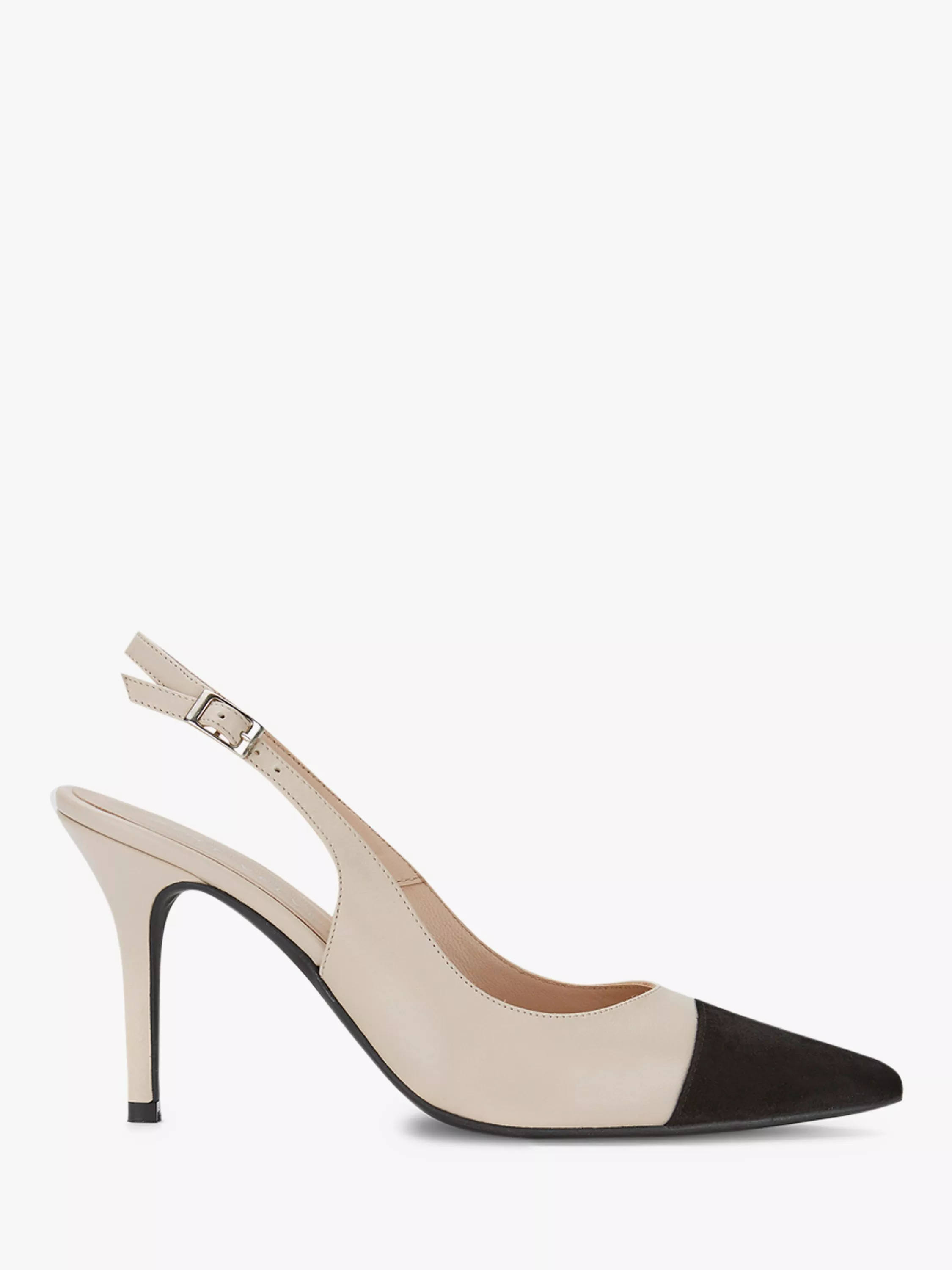 Mint Velvet Bea Leather Slingback Stiletto Shoes Cream Black