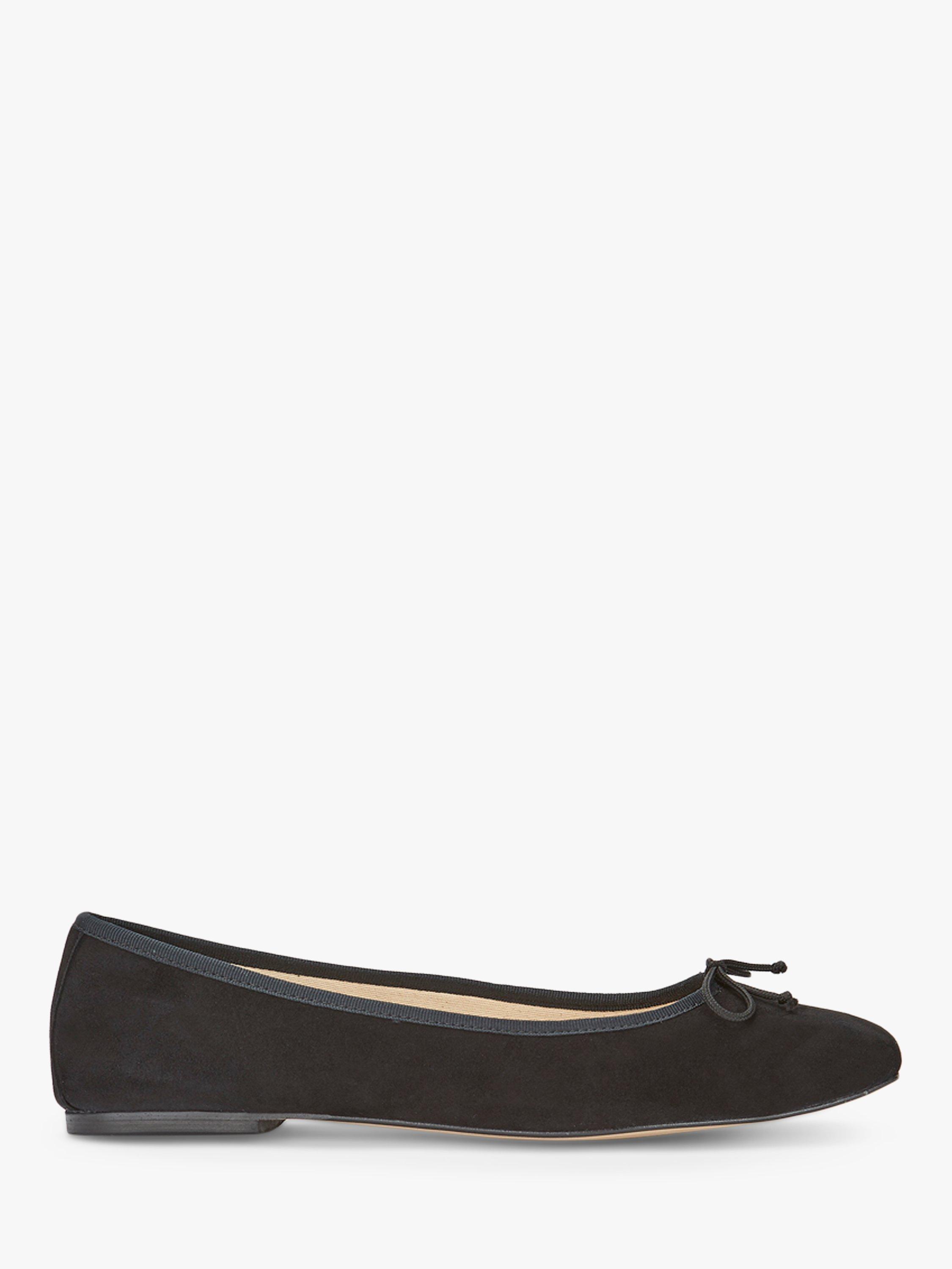 Mint Velvet Sophia Suede Bow Detail Ballet Pumps, Black