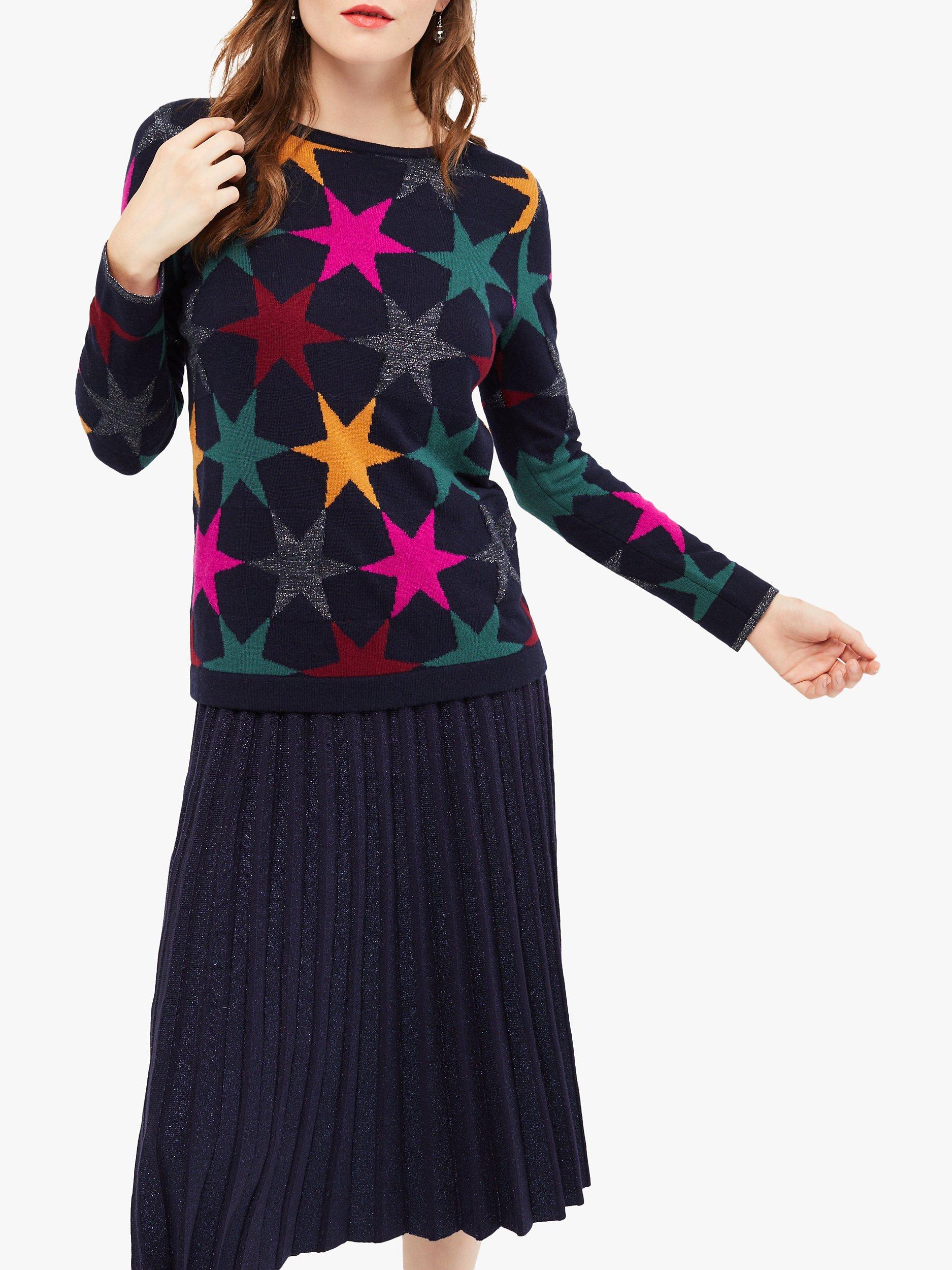 White Stuff Gridlock Star Jumper, Navy