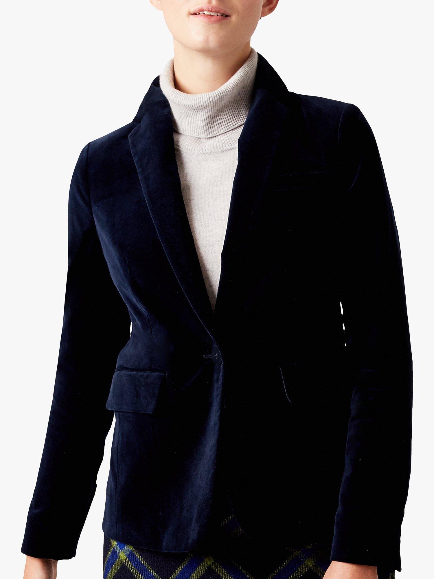 Hobbs Velvet Trent Jacket, Navy