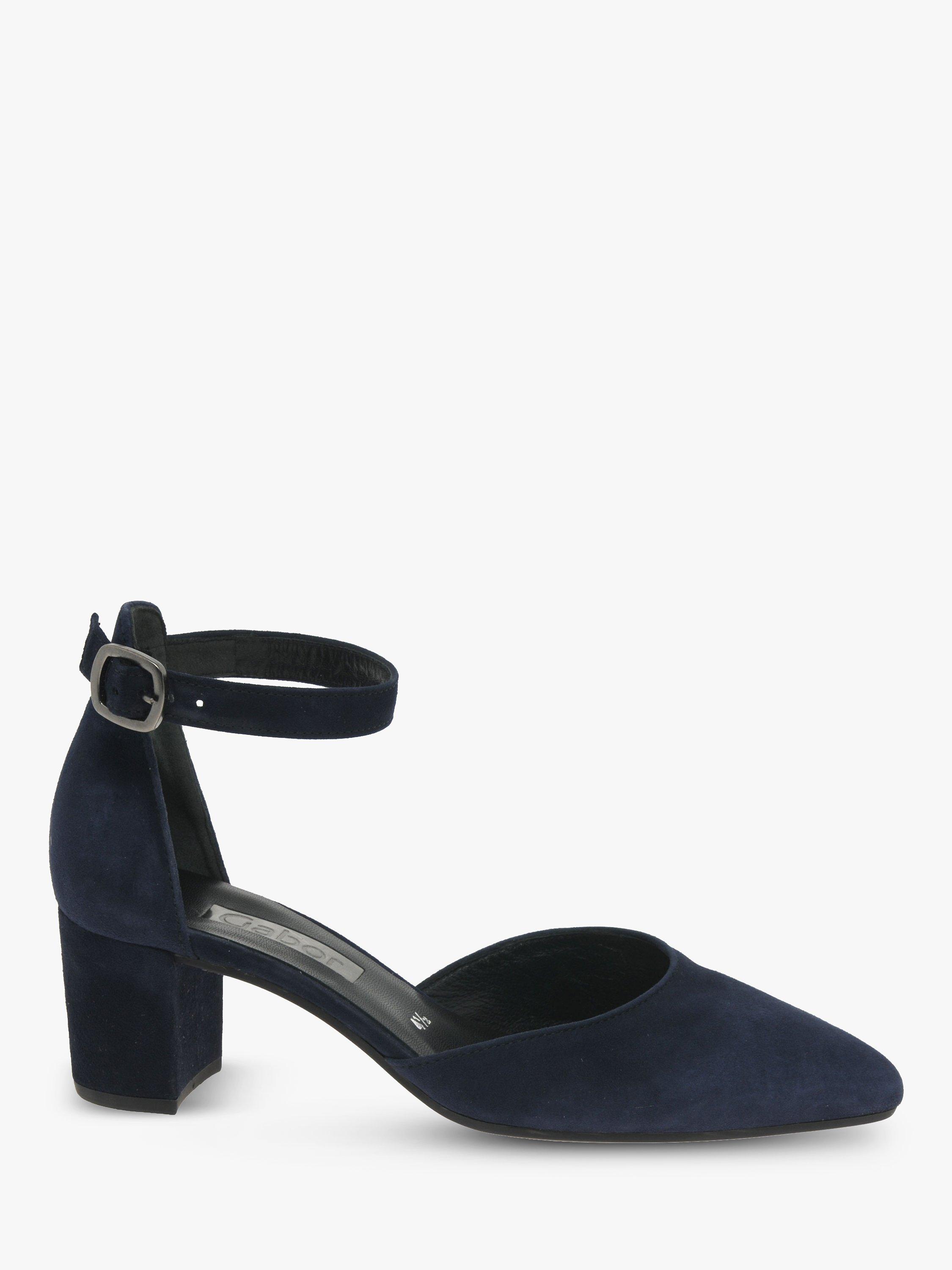 Gabor Gala Ankle Strap Suede Court Shoes, Bluette
