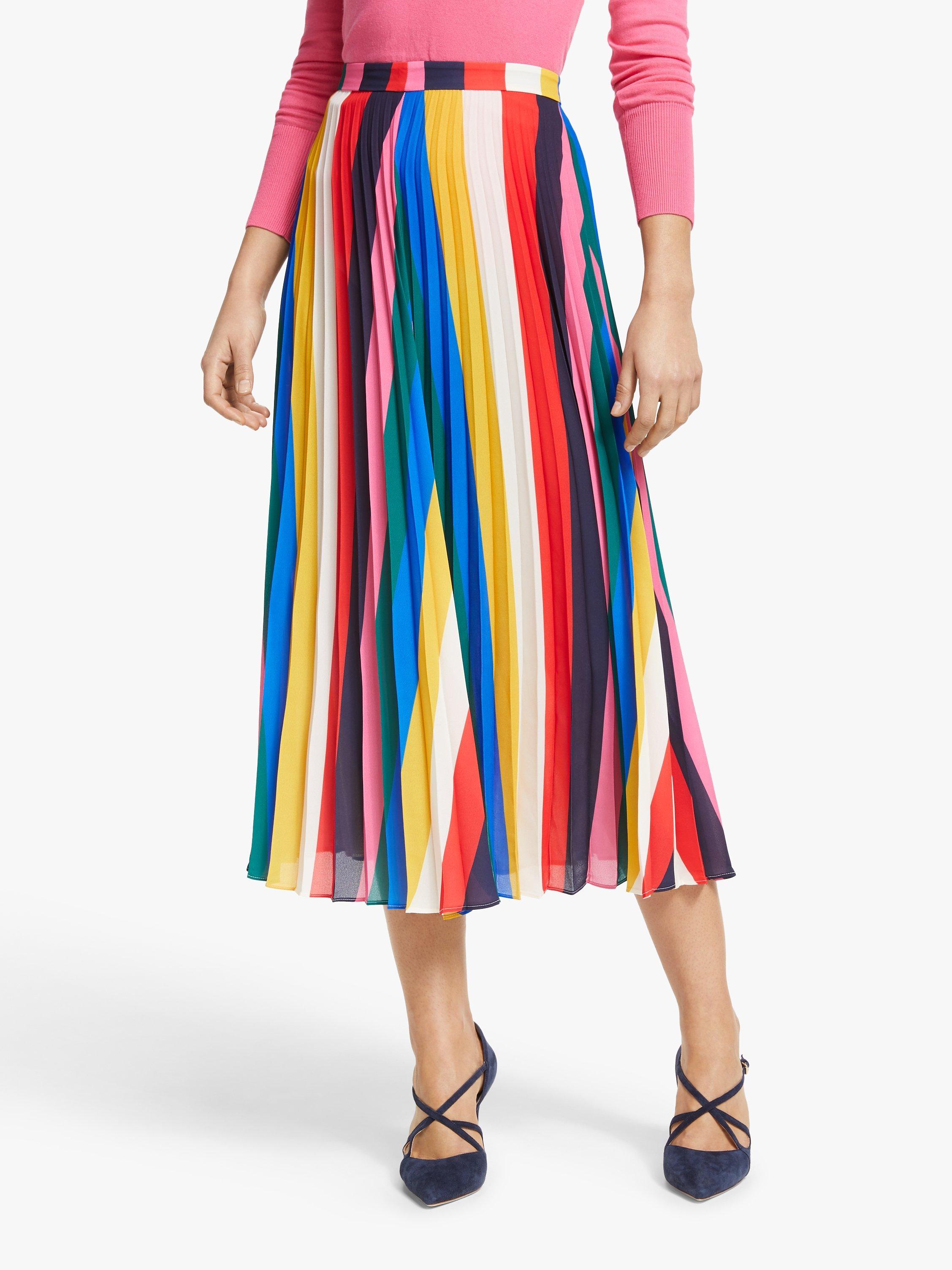 Boden Fairfax Pleated Skirt Rainbow