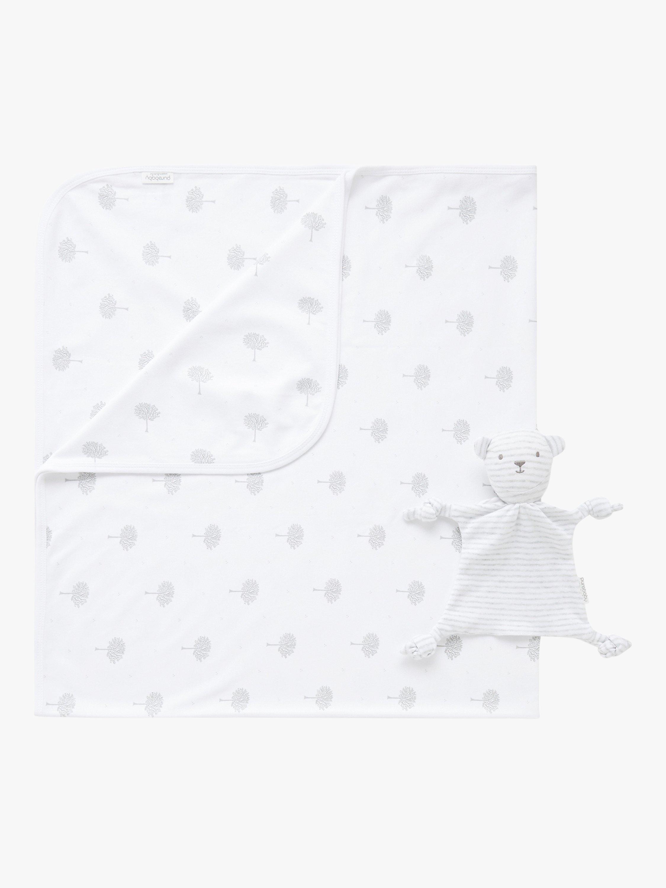 Product image 2 of 3, which shows Purebaby Organic Cotton Bunny Rug and Snookie Gift Pack, Pale Grey