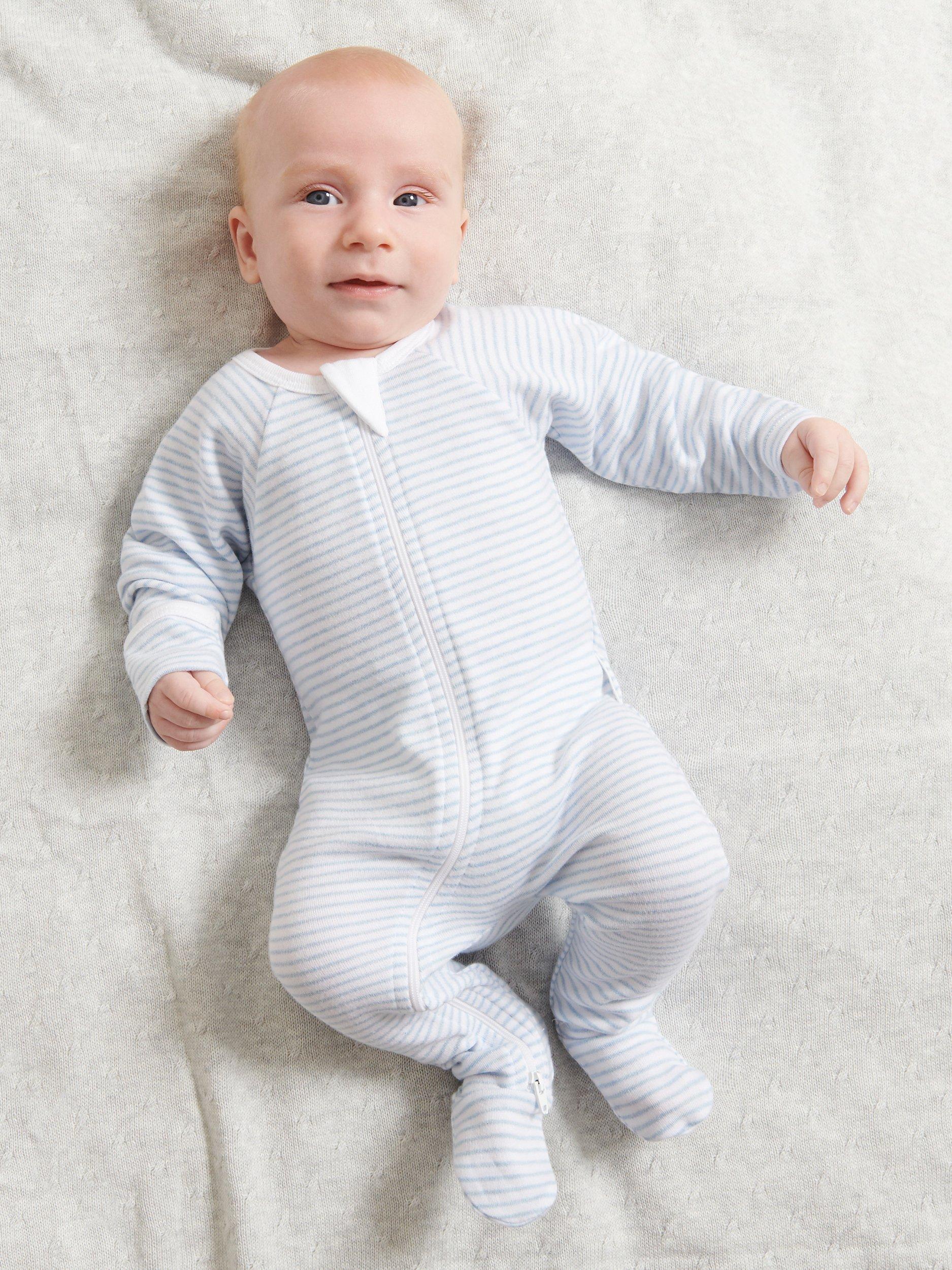 Product image 3 of 9, which shows Purebaby Grow Suit, Pack of 2, Light Blue, Early Baby
