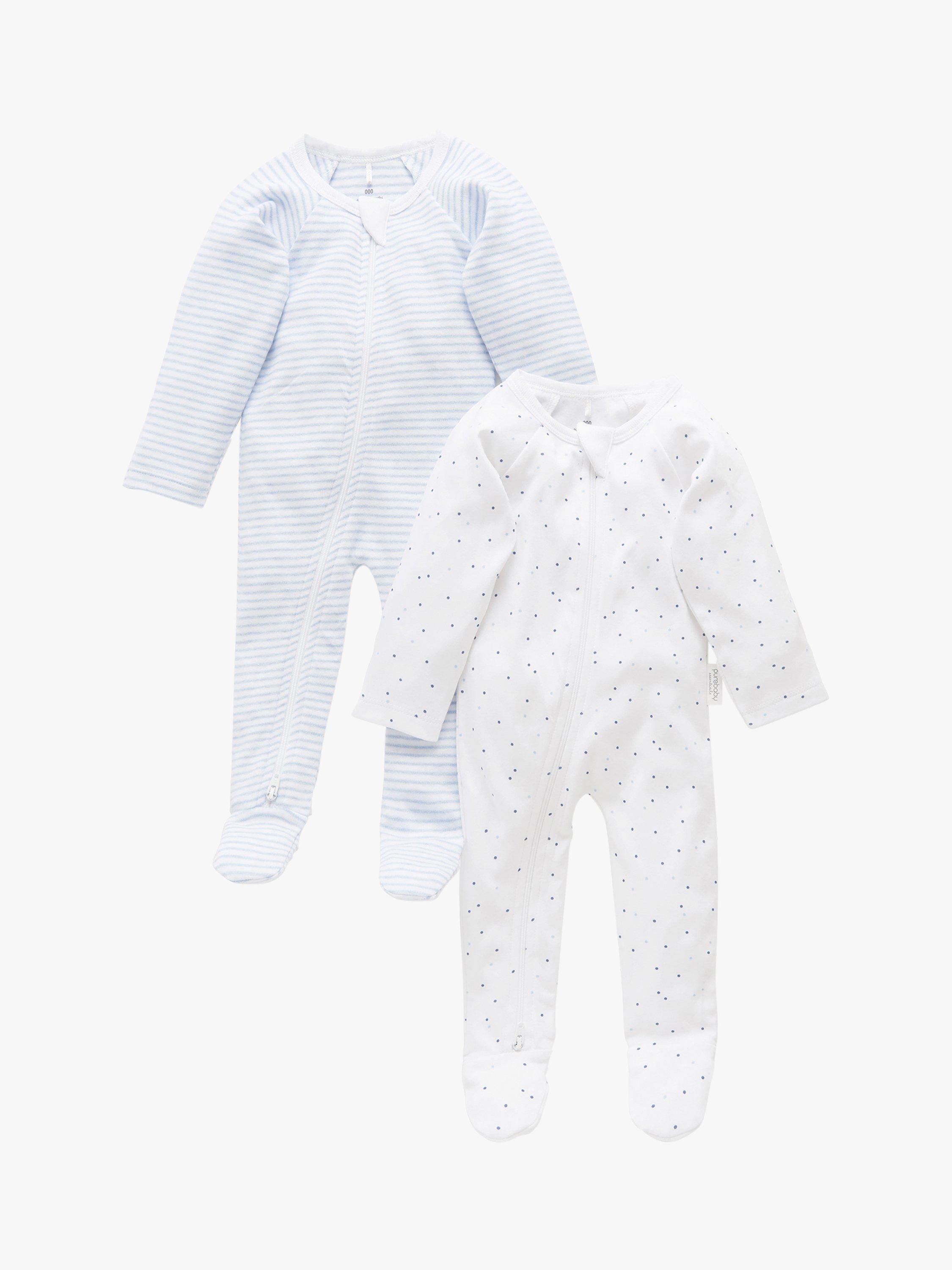 Product image 4 of 9, which shows Purebaby Grow Suit, Pack of 2, Light Blue, Early Baby