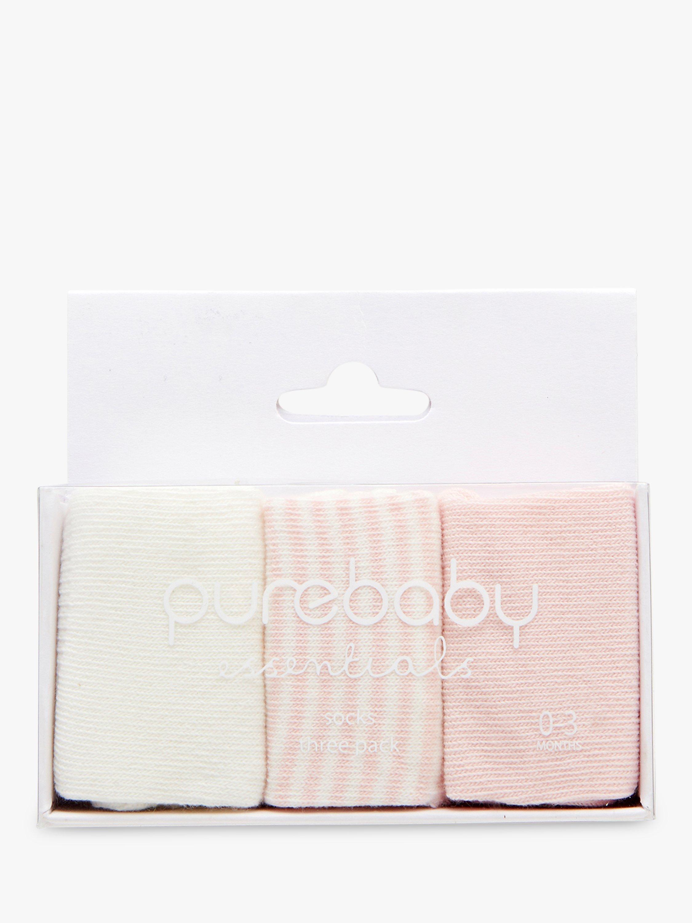 Purebaby Socks, Pack of 3, Light Pink, 0-3 months