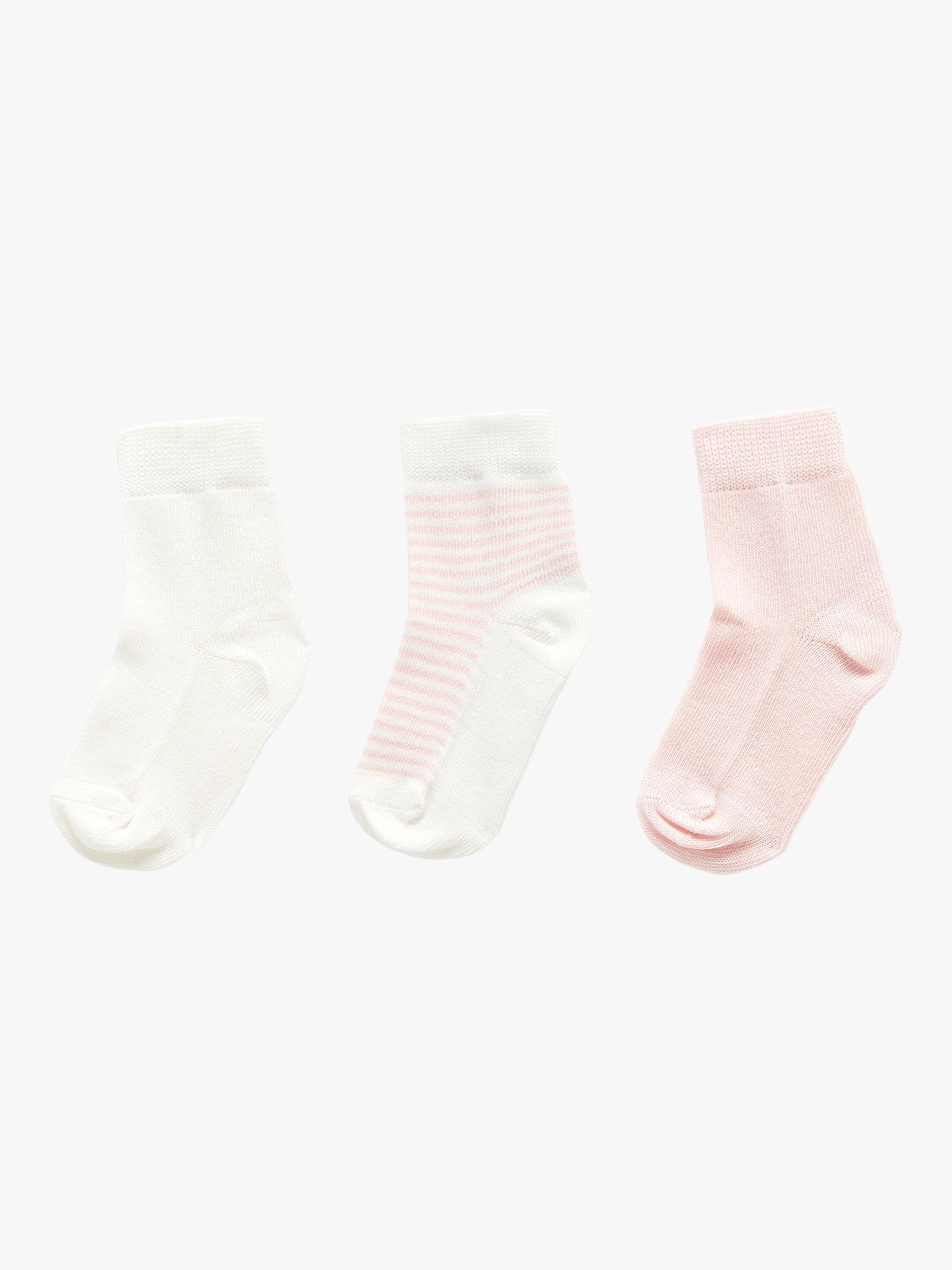 Purebaby Socks, Pack of 3, Light Pink, 0-3 months