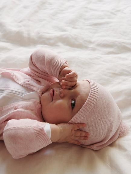 Purebaby Organic Cotton Cardigan, Pale Pink Melange