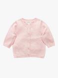 Purebaby Organic Cotton Cardigan, Pale Pink Melange