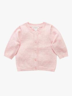 Purebaby Organic Cotton Cardigan - view 2, Pale Pink Melange