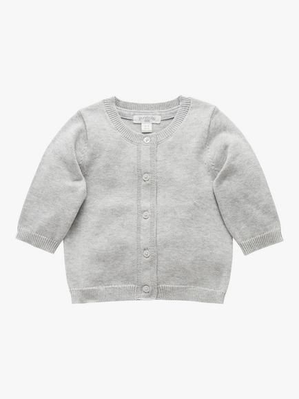 Purebaby Organic Cotton Cardigan - view 2, Pale Grey Melange