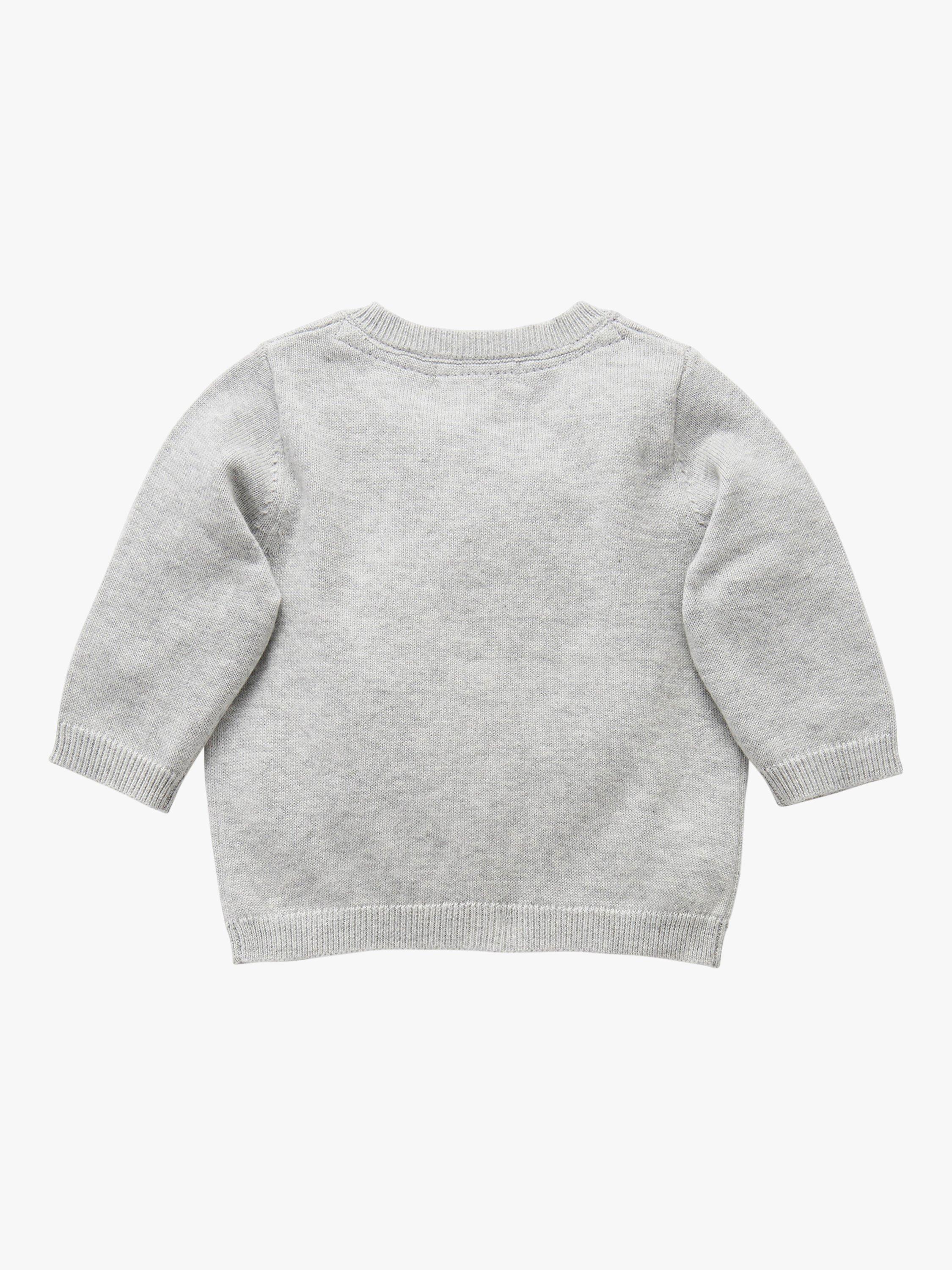 Product image 3 of 5, which shows Purebaby Organic Cotton Cardigan, Pale Grey Melange, 3-6 months